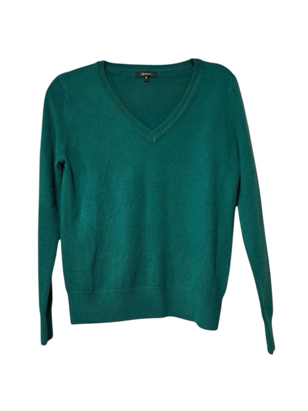 Quince Green V neck Cashmere Sweater size S
